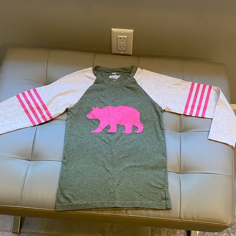 Hatley Green and Pink Bear Long Sleeve Tee